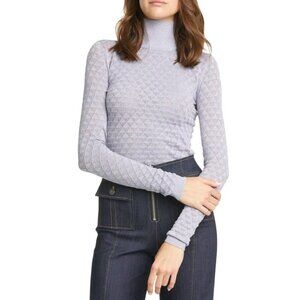 Cinq À Sept Lilette Metallic Diamond Knit Turtleneck Lavender Size M